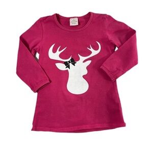 Girl’s Deer with a Bow Pink 3/4 Sleeve Tee